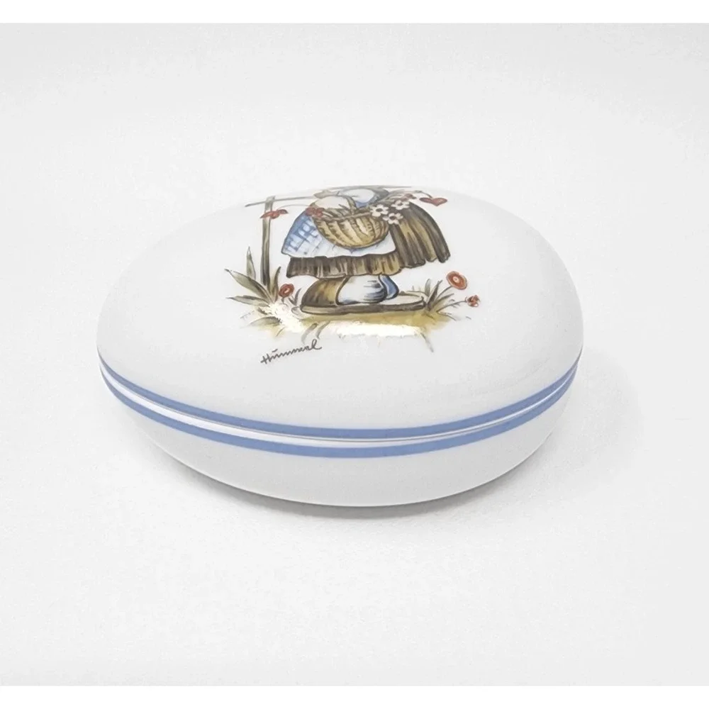 Vtg Sister Berta Hummel Original Porcelain Egg Shape Trinket/Jewelry Box